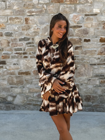 Robe courte à motifs Ysoria - Chocolat