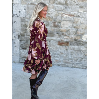 Robe courte à motifs Laziza - Bordeaux
