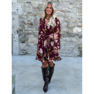 Robe courte à motifs Laziza - Bordeaux