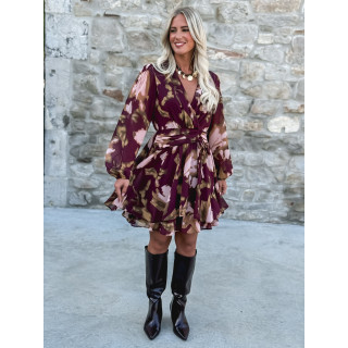 Robe courte à motifs Laziza - Bordeaux