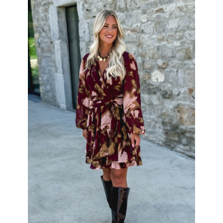 Robe courte à motifs Laziza - Bordeaux