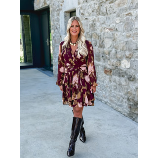 Robe courte à motifs Laziza - Bordeaux