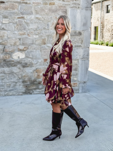 Robe courte à motifs Laziza - Bordeaux