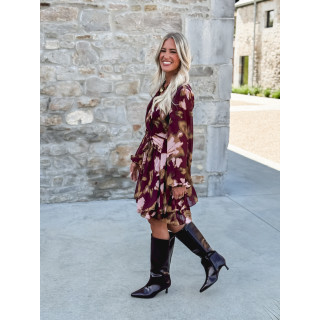 Robe courte à motifs Laziza - Bordeaux