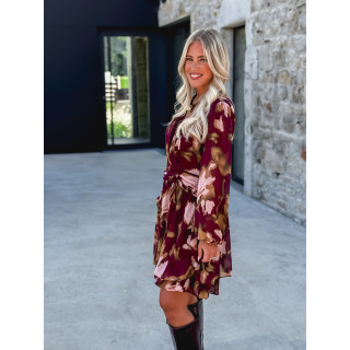 Robe courte à motifs Laziza - Bordeaux