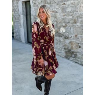 Robe courte à motifs Laziza - Bordeaux