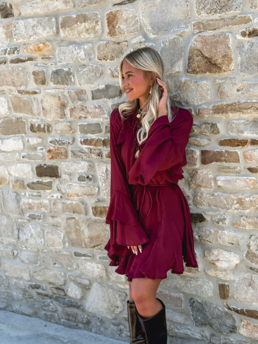 Robe courte Evania - Bordeaux