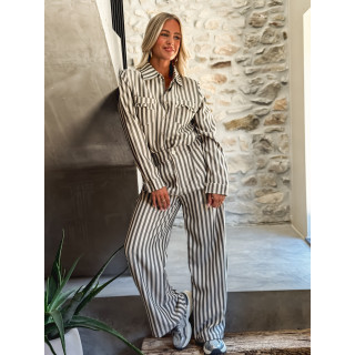 Chemise lignée Pamina - Beige/Noir