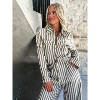 Chemise lignée Pamina - Beige/Noir