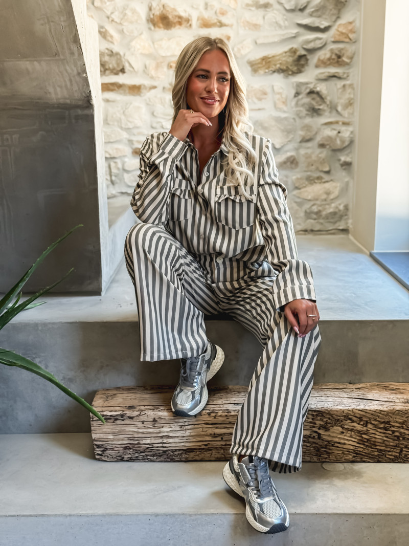 Pantalon Ligné Pamina - Beige/Noir