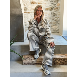 Pantalon Ligné Pamina - Beige/Noir