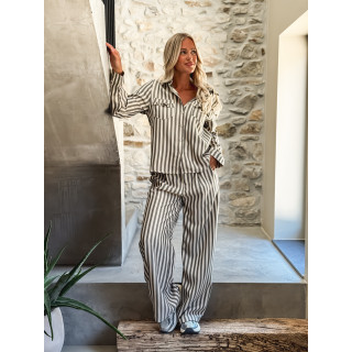 Pantalon Ligné Pamina - Beige/Noir