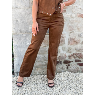 Pantalon en suédine Loula - Marron