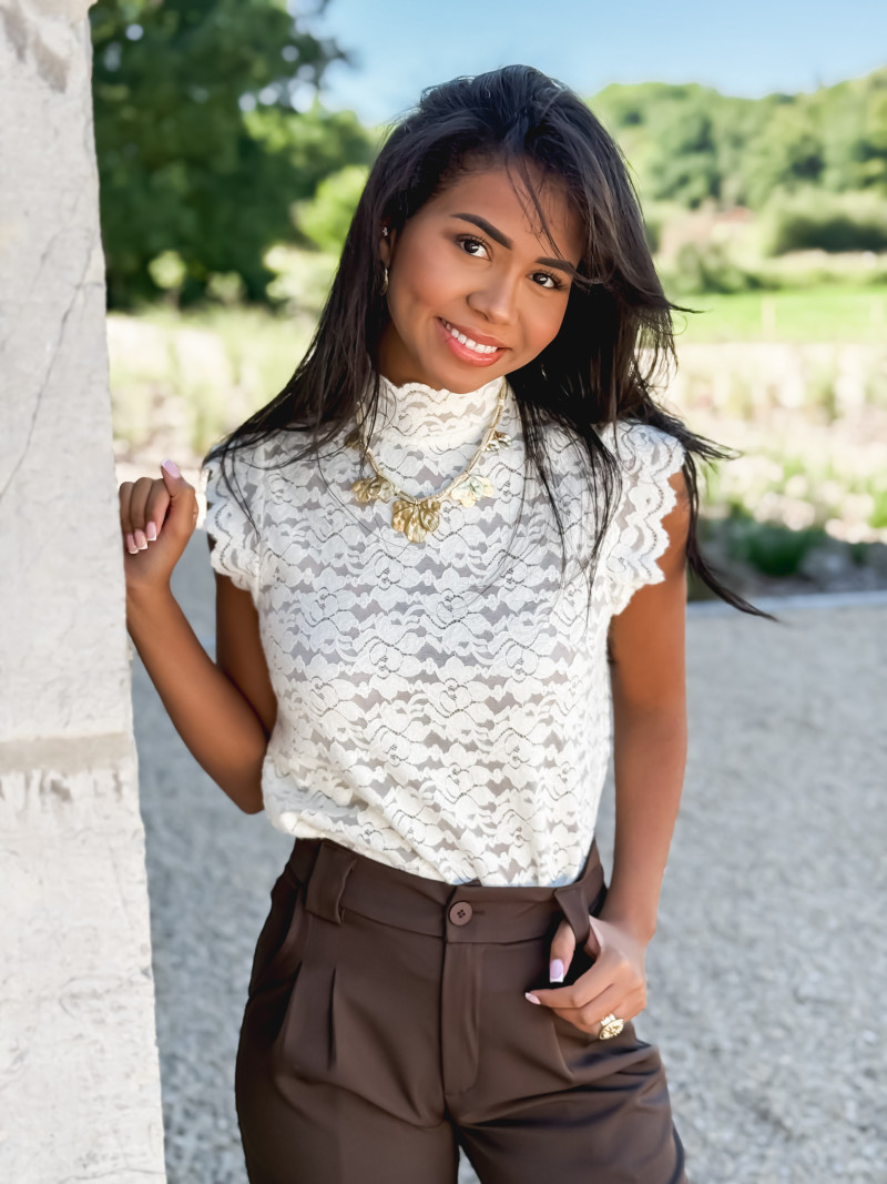 Blouse à motifs Otilya - Ecru