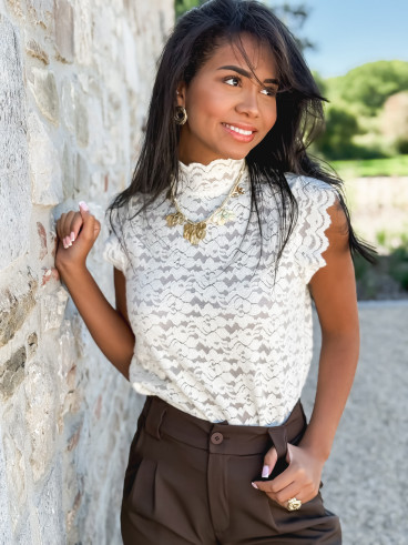 Blouse à motifs Otilya - Ecru