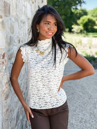 Blouse à motifs Otilya - Ecru