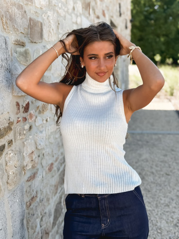 Pull sans manches Alys - Ecru