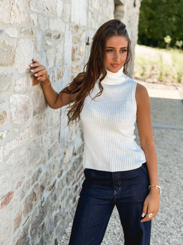 Pull sans manches Alys - Ecru