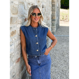 Gilet en jeans Asia - Bleu foncé