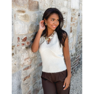 Pull sans manches Zinia - ecru