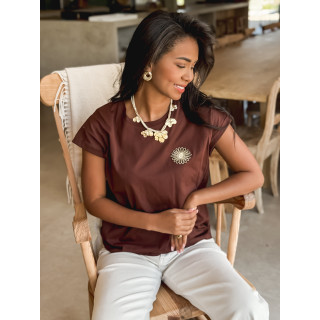 T-shirt Aïcha - Chocolat/Doré