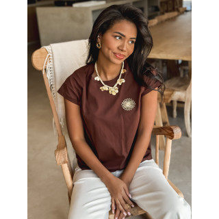 T-shirt Aïcha - Chocolat/Doré