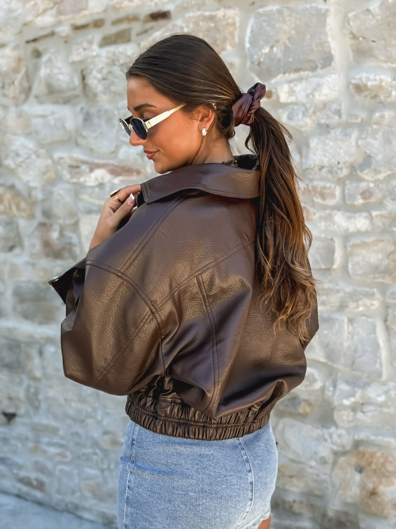 Veste en simili cuir Mélaïs - Marron