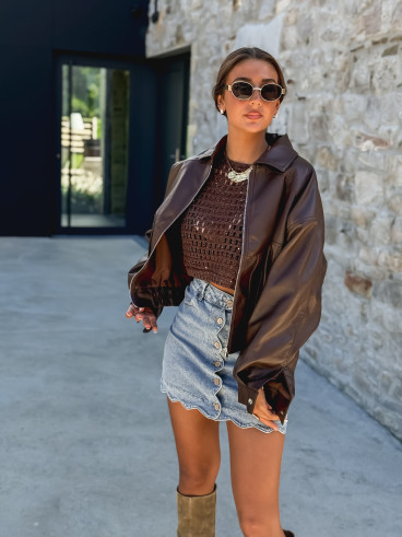 Jupe courte en jeans Zarina - Bleu