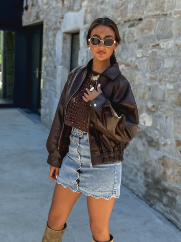 Jupe courte en jeans Zarina - Bleu
