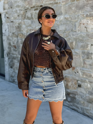 Jupe courte en jeans Zarina - Bleu
