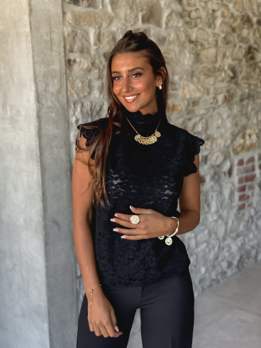 Blouse à motifs Otilya - Noir