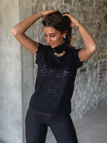 Blouse à motifs Otilya - Noir
