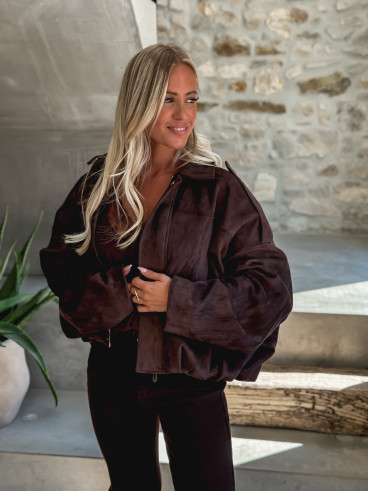 Veste en daim Sharlee - Chocolat