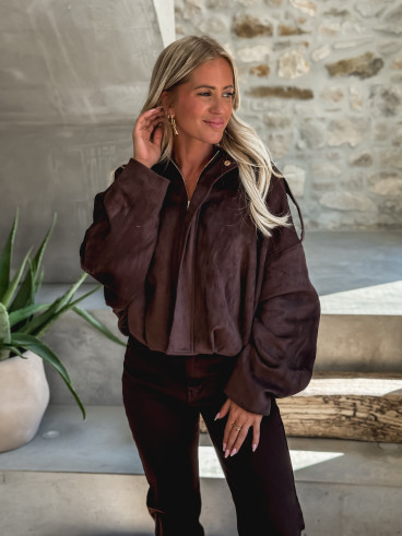 Veste en daim Sharlee - Chocolat