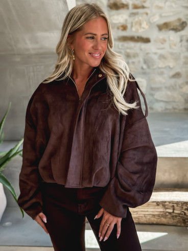 Veste en daim Sharlee - Chocolat