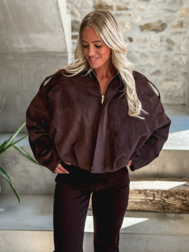 Veste en daim Sharlee - Chocolat