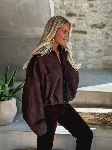 Veste en daim Sharlee - Chocolat