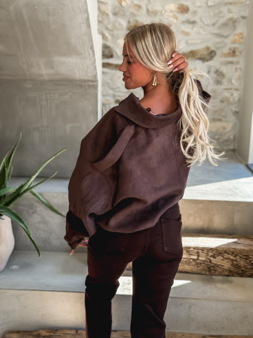 Veste en daim Sharlee - Chocolat