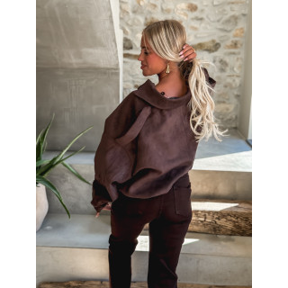 Veste en daim Sharlee - Chocolat