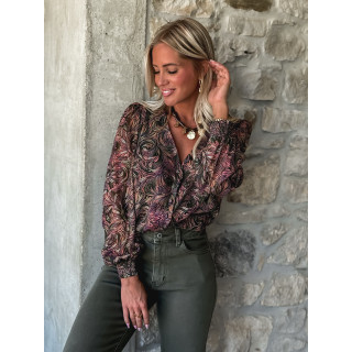 Chemisier à motifs Monica - Kaki/Mauve