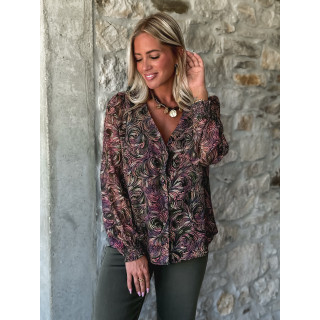 Chemisier à motifs Monica - Kaki/Mauve