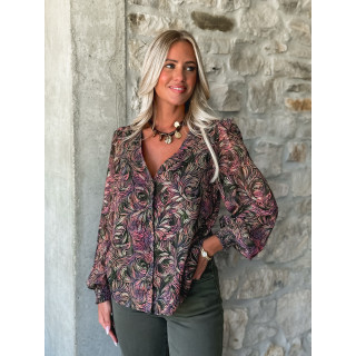 Chemisier à motifs Monica - Kaki/Mauve