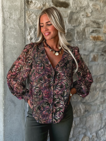 Chemisier à motifs Monica - Kaki/Mauve