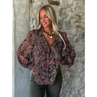 Chemisier à motifs Monica - Kaki/Mauve