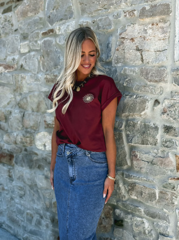 T-shirt Aïcha - Bordeaux/Doré