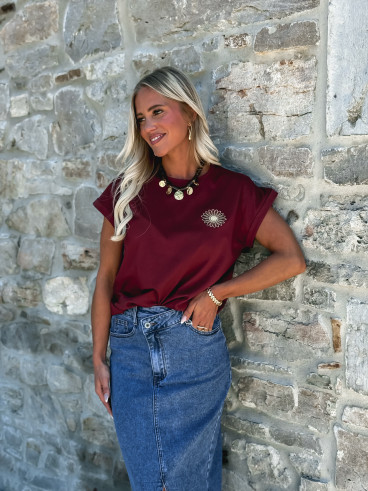 T-shirt Aïcha - Bordeaux/Doré