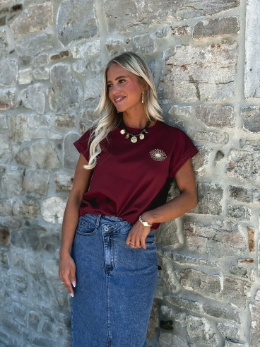 T-shirt Aïcha - Bordeaux/Doré