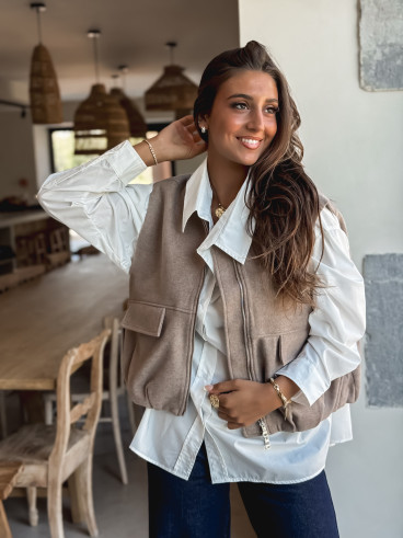Veste sans manches Carlyne - Beige