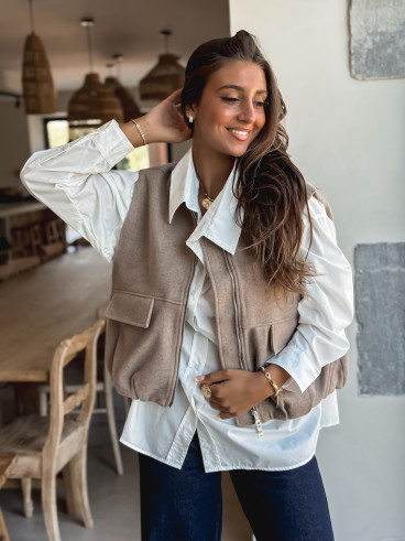 Veste sans manches Carlyne - Beige