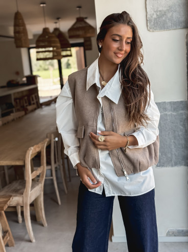 Veste sans manches Carlyne - Beige